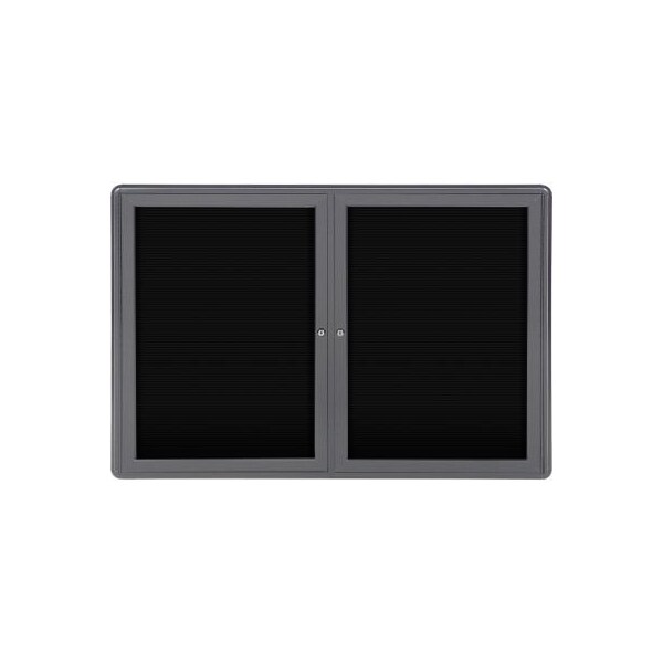 Ghent Ovation Letter Board - Indoor - 2 Door - Black w/Gray Frame - 47"W x 34"H
